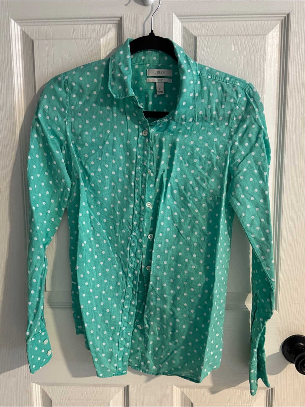 J. Crew Mint Green Polka Dot Button-Down Shirt